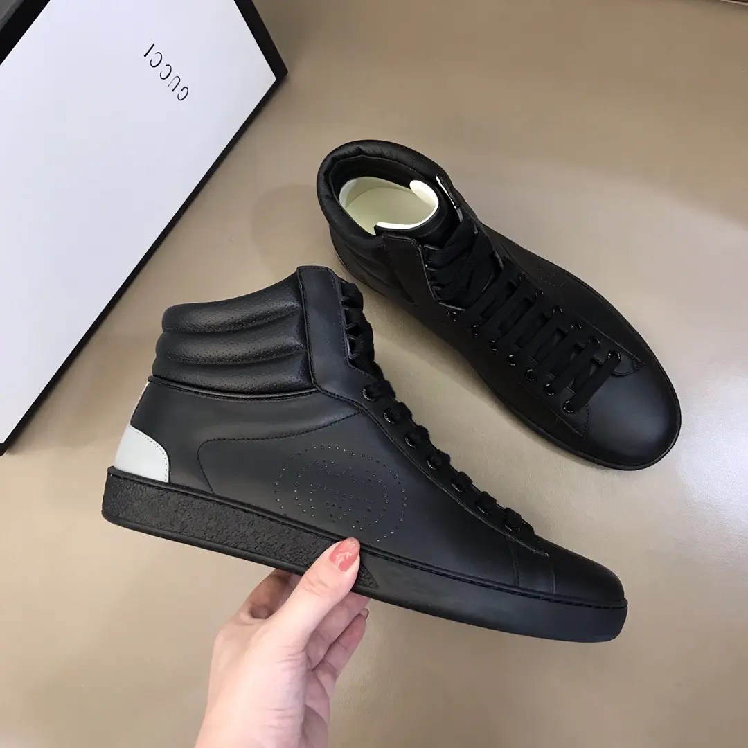 Gucci Men’s Ace High-Top Sneakers – Black, Fall Winter Collection, High Quality Replica Shoes, Gucci Replica AllSeason 832