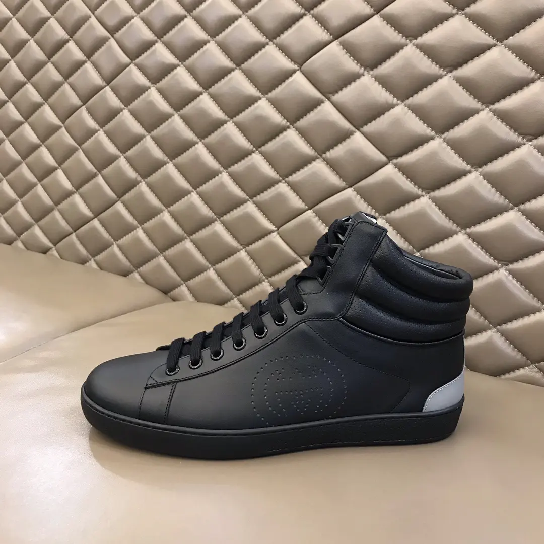 Gucci Men’s Ace High-Top Sneakers – Black, Fall Winter Collection, High Quality Replica Shoes, Gucci Replica AllSeason 832
