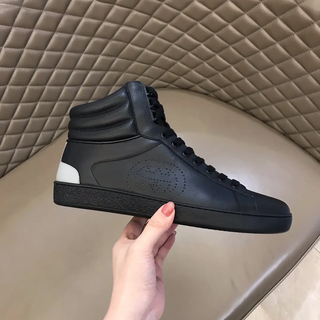 Gucci Men’s Ace High-Top Sneakers – Black, Fall Winter Collection, High Quality Replica Shoes, Gucci Replica AllSeason 832