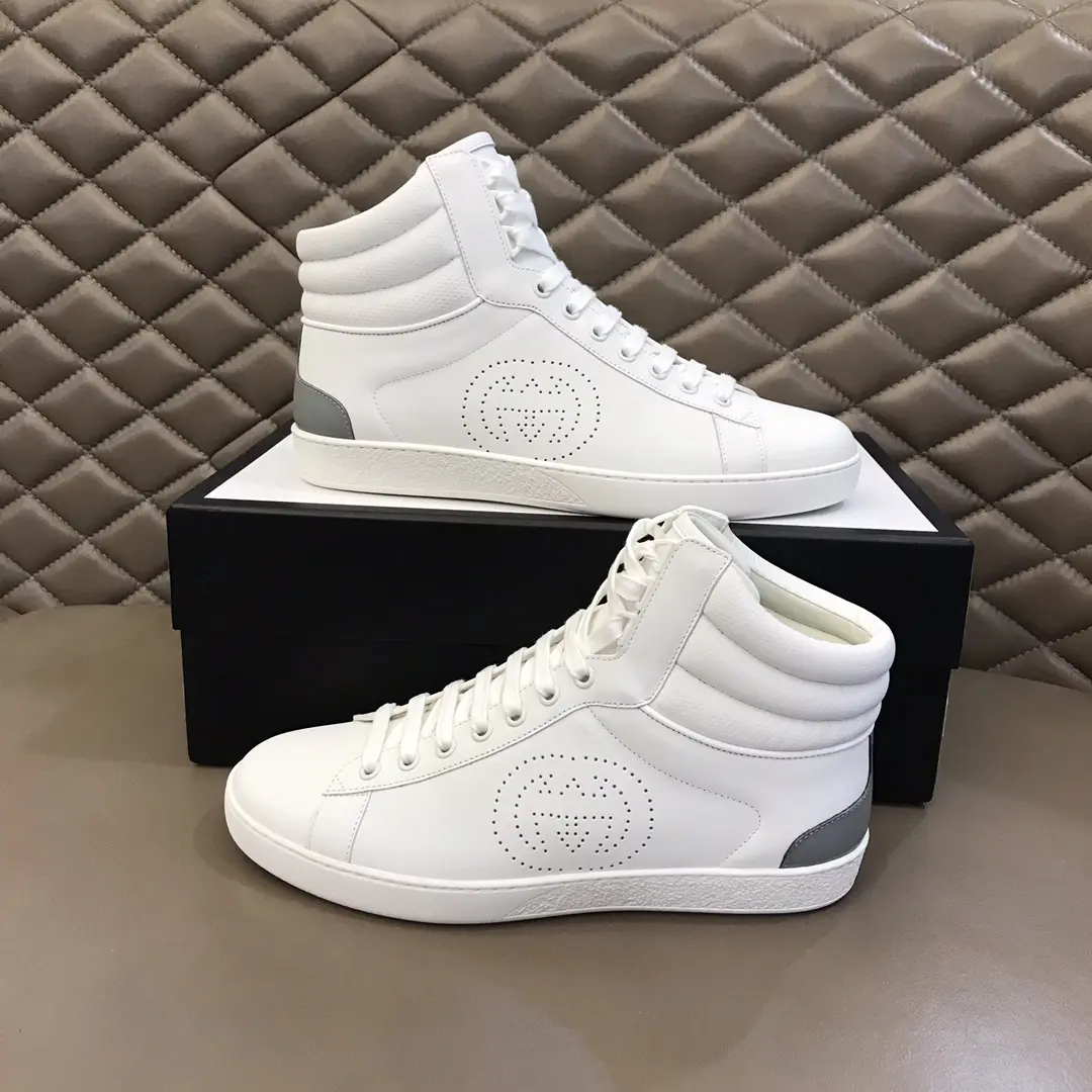 Gucci Men’s Ace High-Top Sneakers – White, Fall Winter Collection with High Quality Replica Design WaterResistant 838
