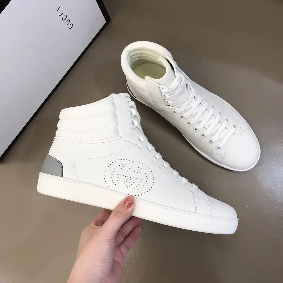 Gucci Men’s Ace High-Top Sneakers – White, Fall Winter Collection with High Quality Replica Design WaterResistant 838