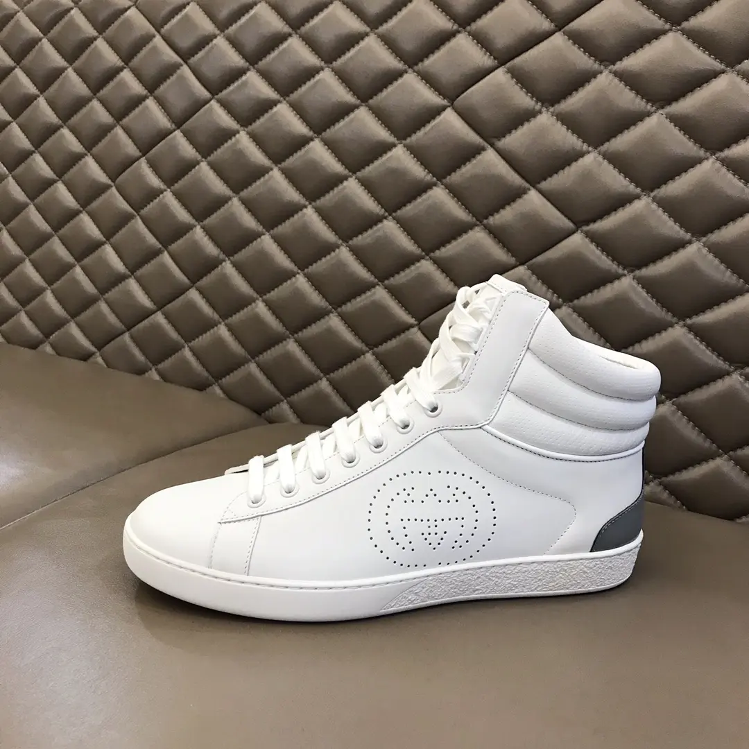 Gucci Men’s Ace High-Top Sneakers – White, Fall Winter Collection with High Quality Replica Design WaterResistant 838
