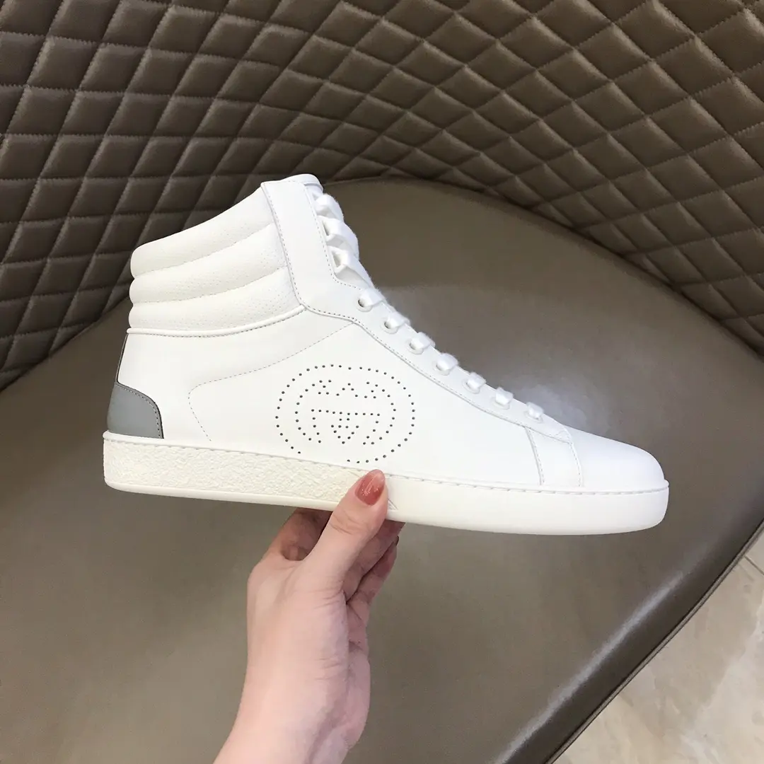 Gucci Men’s Ace High-Top Sneakers – White, Fall Winter Collection with High Quality Replica Design WaterResistant 838