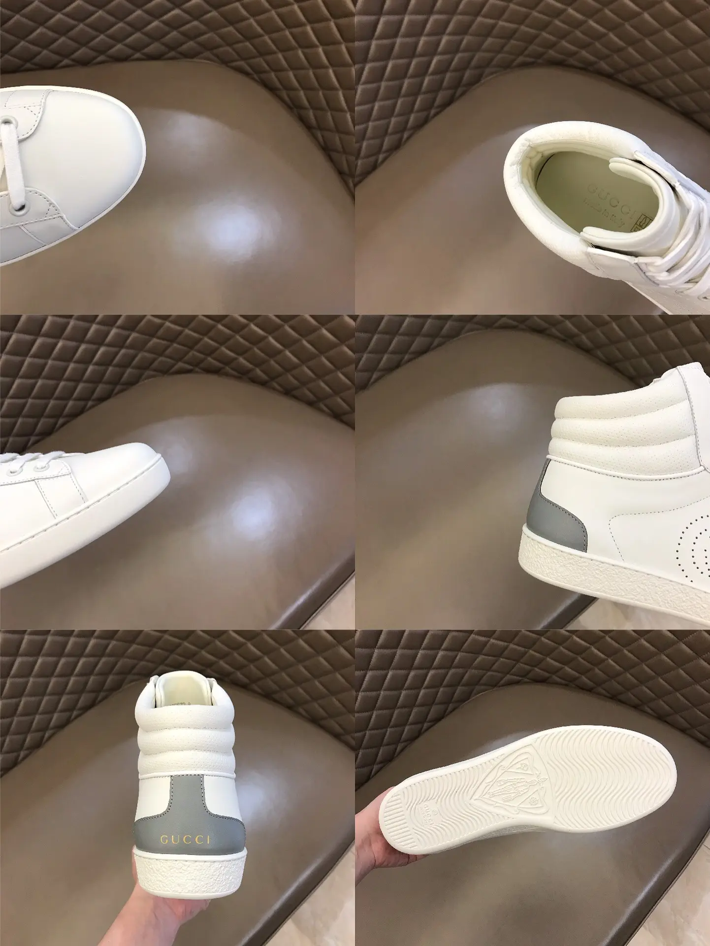 Gucci Men’s Ace High-Top Sneakers – White, Fall Winter Collection with High Quality Replica Design WaterResistant 838