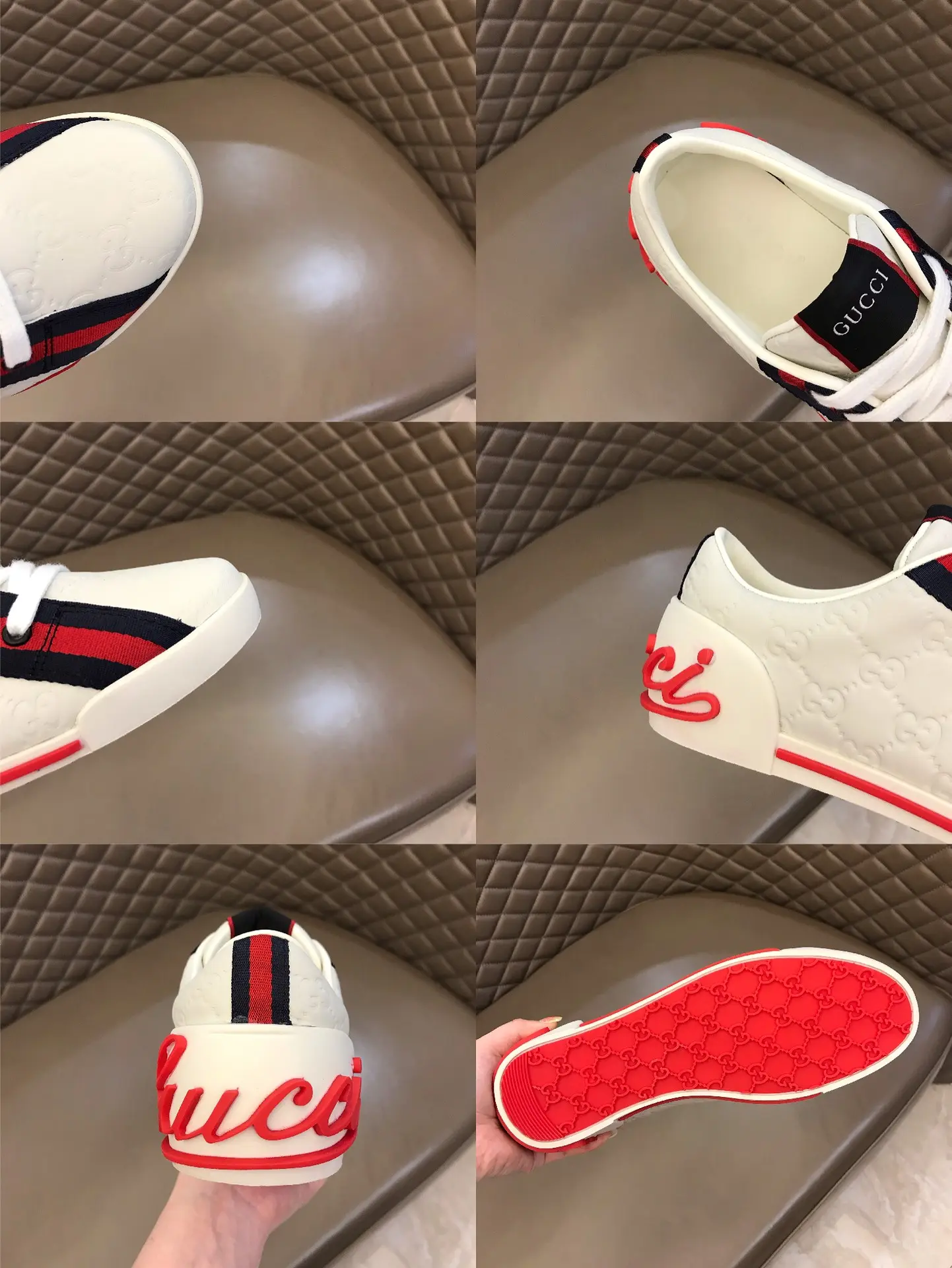 Gucci Men’s Vintage Low-Top  Shoes – White with Red and Blue Stripes, Premium Gucci Replica, High Quality Rep Shoes Effortless 866