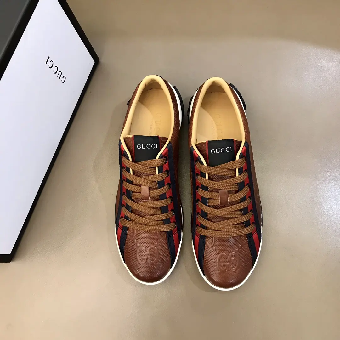 RelaxedFit Gucci Men’s Vintage Low-Top  Shoes in Brown – Embossed Logo Design with Premium Replica Finish and Rep Shoes Style 867