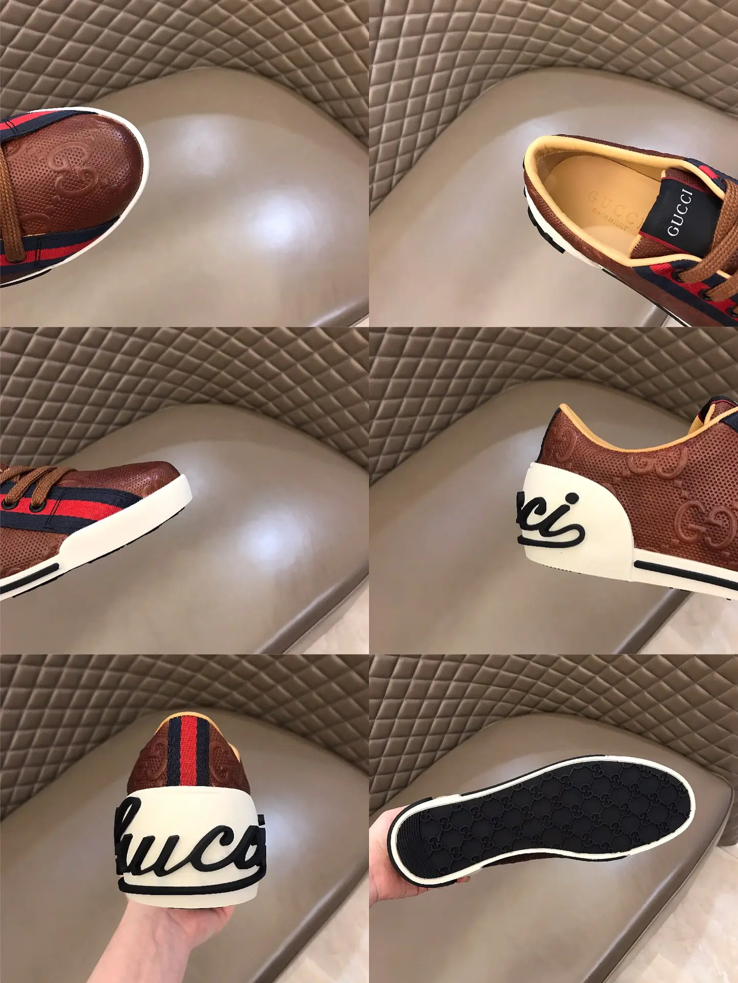 RelaxedFit Gucci Men’s Vintage Low-Top  Shoes in Brown – Embossed Logo Design with Premium Replica Finish and Rep Shoes Style 867