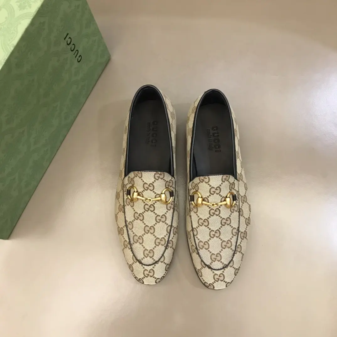 Gucci Monogram Loafers Beige with Gold Bit –  Rep Shoes & Replica Footwear Lightweight 905