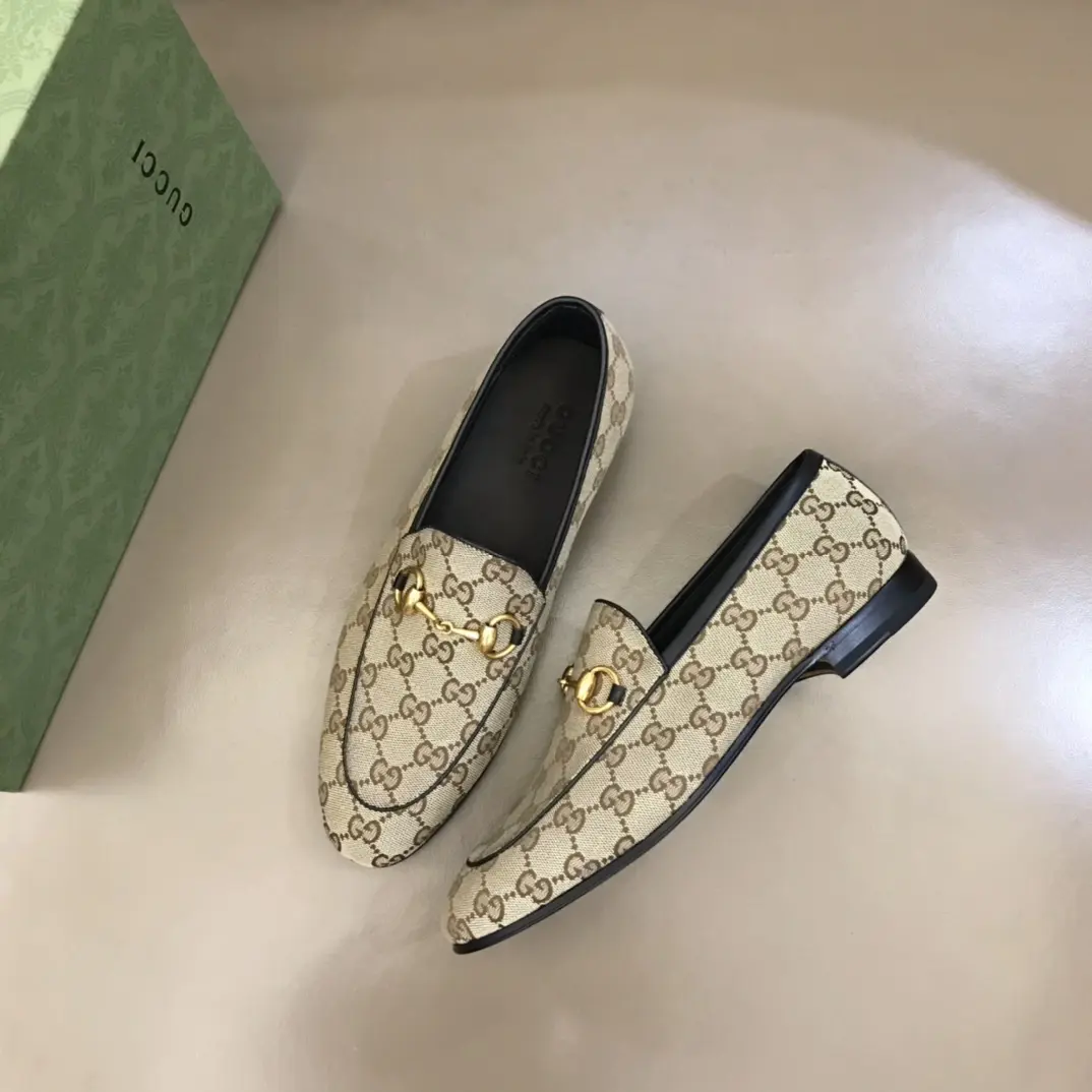 Gucci Monogram Loafers Beige with Gold Bit –  Rep Shoes & Replica Footwear Lightweight 905