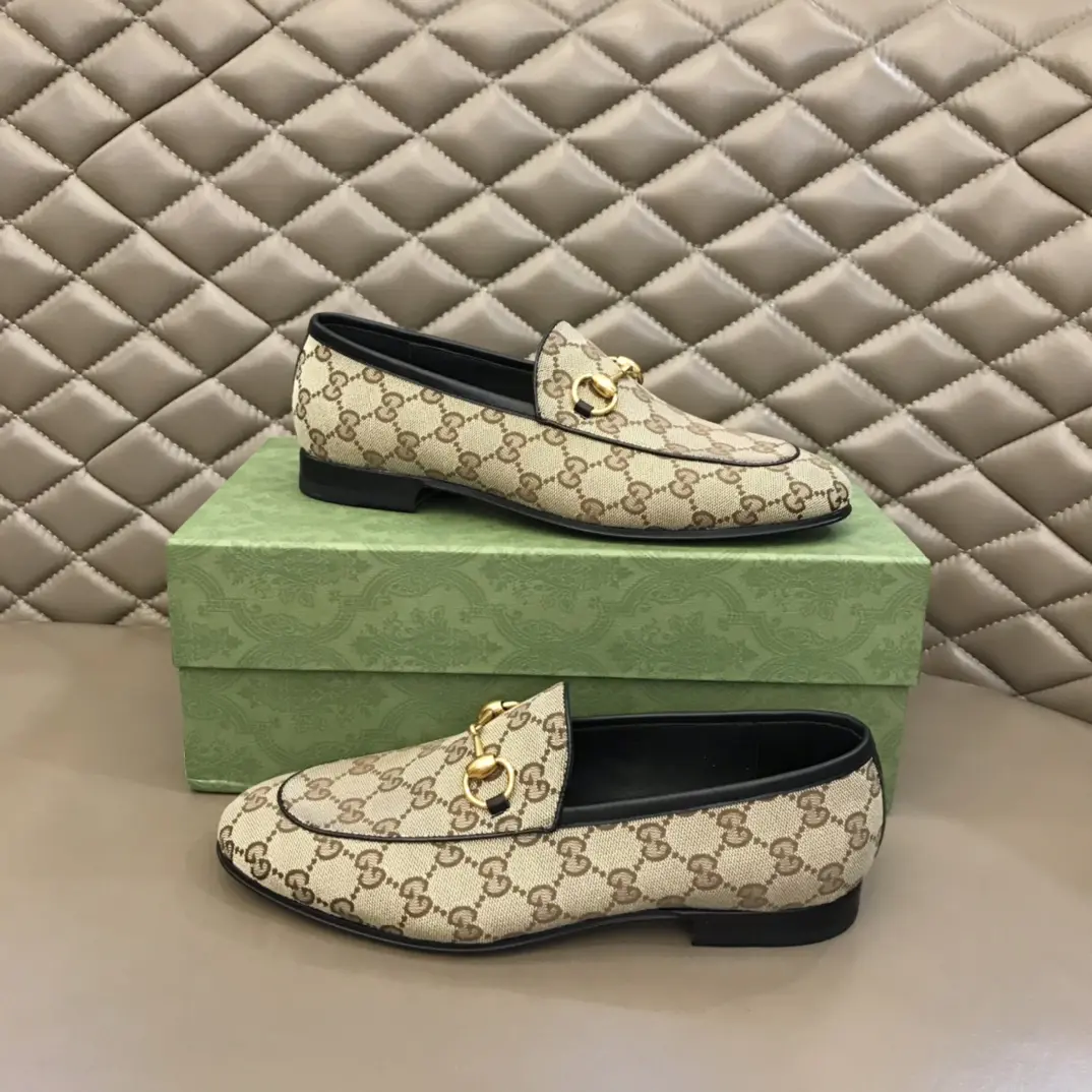 Gucci Monogram Loafers Beige with Gold Bit –  Rep Shoes & Replica Footwear Lightweight 905