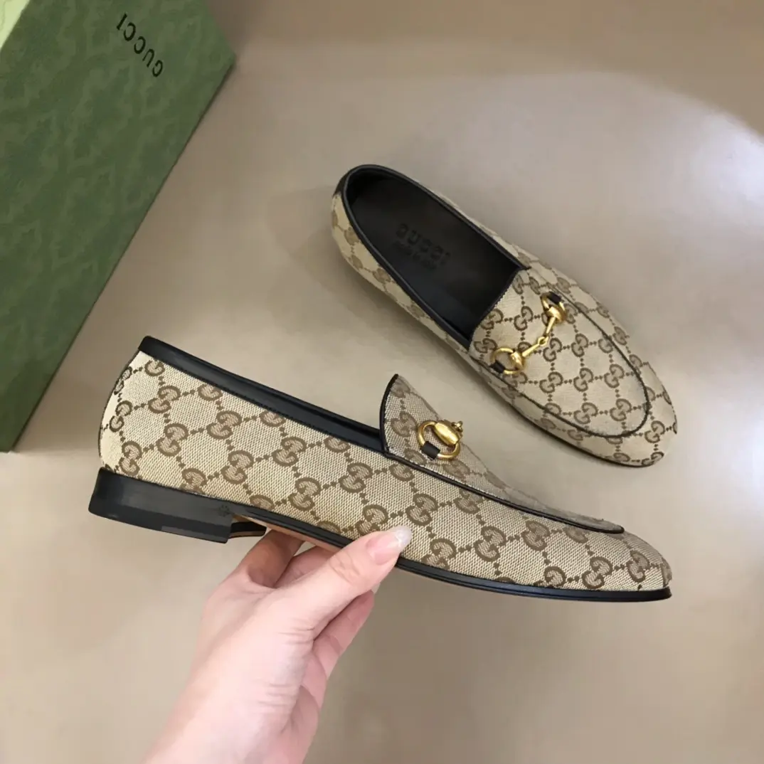 Gucci Monogram Loafers Beige with Gold Bit –  Rep Shoes & Replica Footwear Lightweight 905