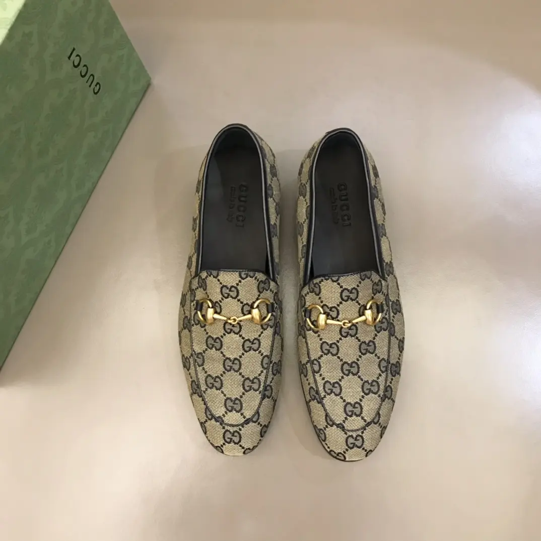 Gucci Monogram Loafers Beige Blue Pattern –  Rep Shoes & Replica Shoes RelaxedFit 909