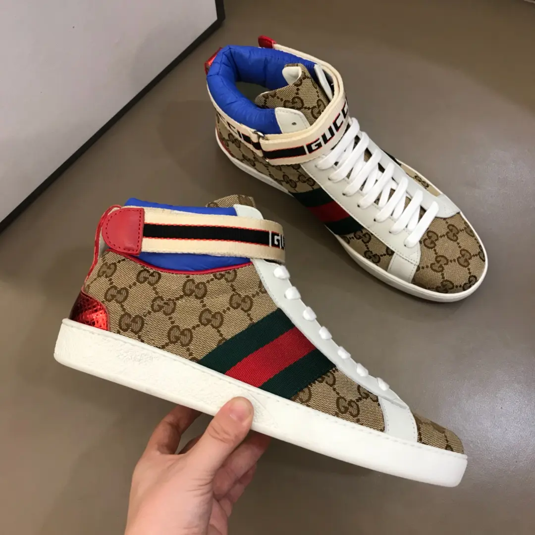 Comfortable Gucci New Ace High-Top Sneakers Beige Blue –  Rep Shoes & Gucci Replica 830