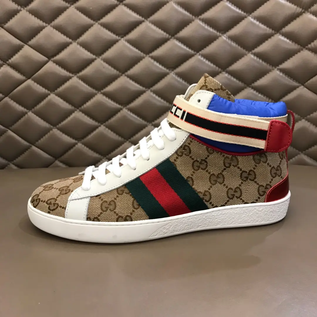 Comfortable Gucci New Ace High-Top Sneakers Beige Blue –  Rep Shoes & Gucci Replica 830