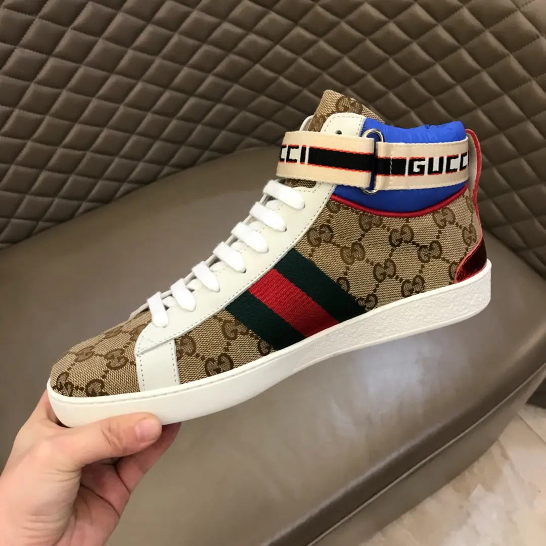 Comfortable Gucci New Ace High-Top Sneakers Beige Blue –  Rep Shoes & Gucci Replica 830
