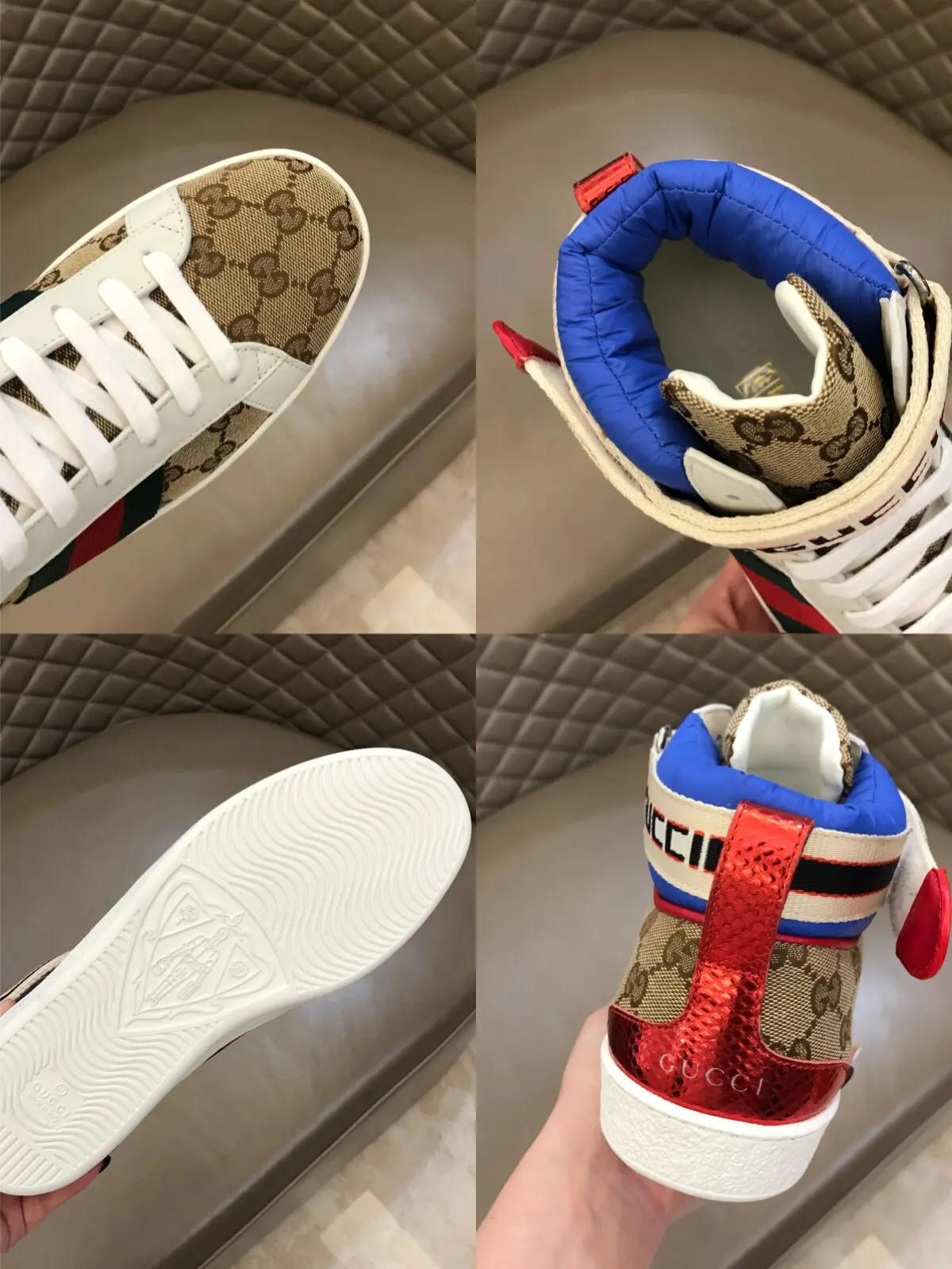 Comfortable Gucci New Ace High-Top Sneakers Beige Blue –  Rep Shoes & Gucci Replica 830