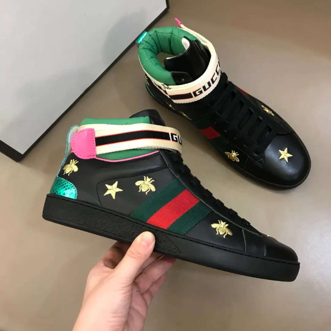 Youthful Gucci New Ace High-Top Sneakers Black Green –  Rep Shoes & Gucci Replica 822