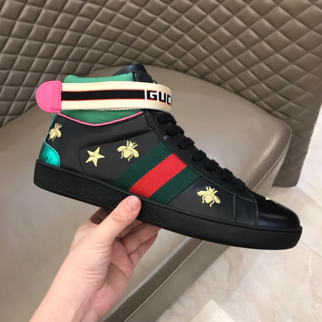 Youthful Gucci New Ace High-Top Sneakers Black Green –  Rep Shoes & Gucci Replica 822