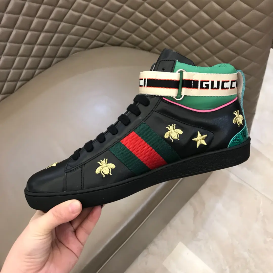 Youthful Gucci New Ace High-Top Sneakers Black Green –  Rep Shoes & Gucci Replica 822