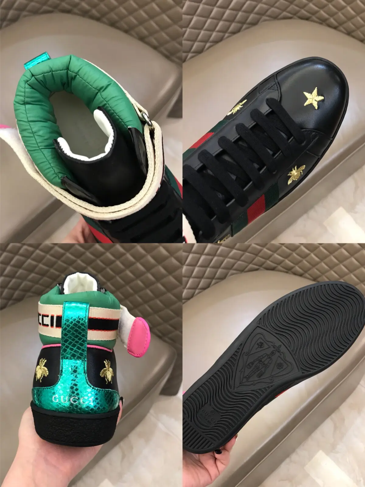 Youthful Gucci New Ace High-Top Sneakers Black Green –  Rep Shoes & Gucci Replica 822