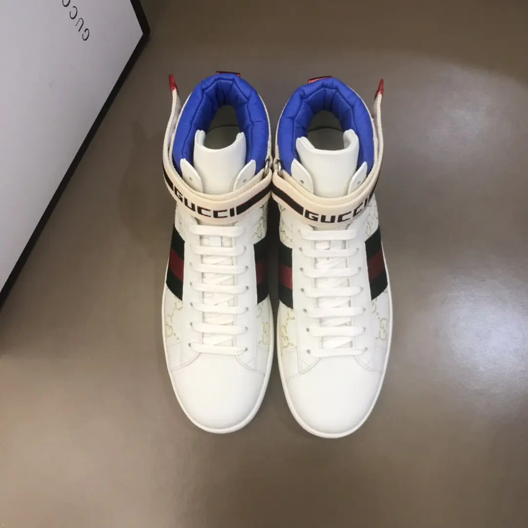 Gucci New Ace High-Top Sneakers White Blue – High Quality Replica Shoes & Gucci Replica SportInspired 829