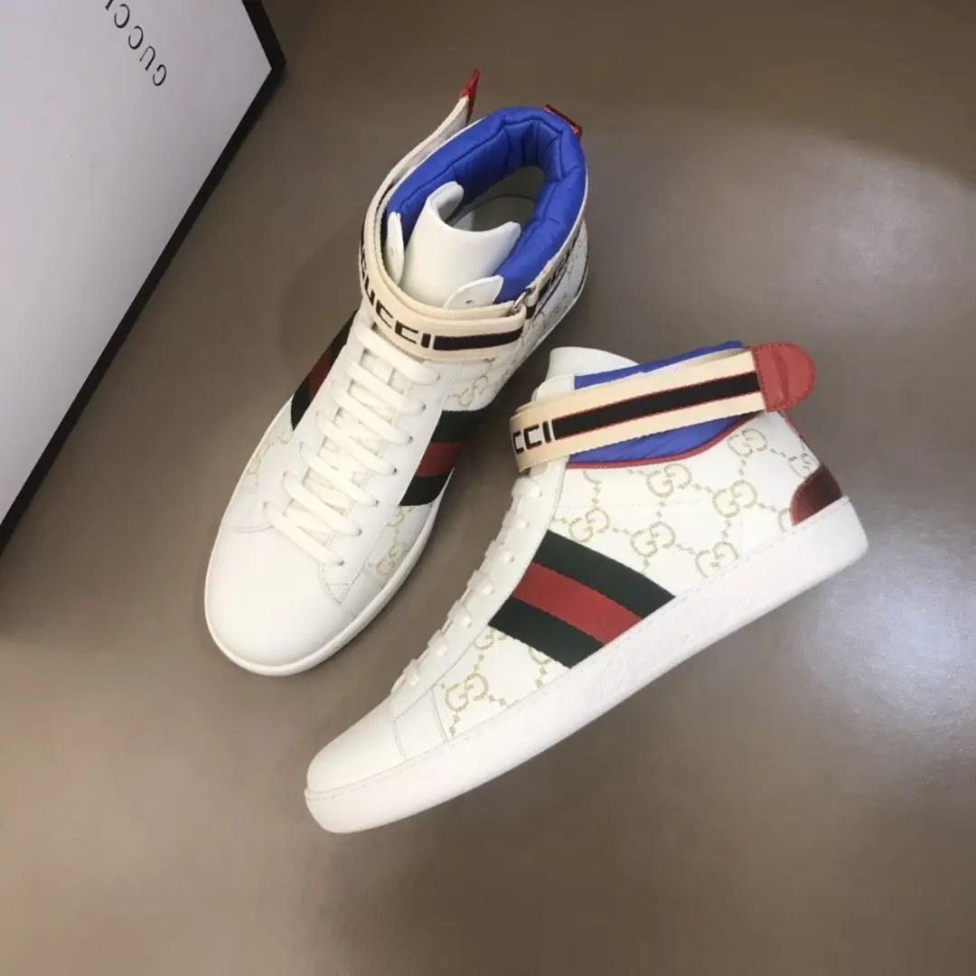 Gucci New Ace High-Top Sneakers White Blue – High Quality Replica Shoes & Gucci Replica SportInspired 829