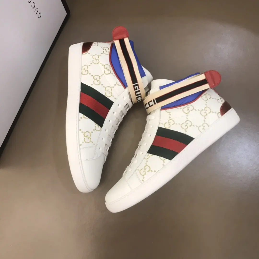 Gucci New Ace High-Top Sneakers White Blue – High Quality Replica Shoes & Gucci Replica SportInspired 829