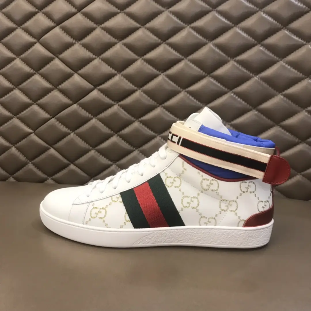 Gucci New Ace High-Top Sneakers White Blue – High Quality Replica Shoes & Gucci Replica SportInspired 829