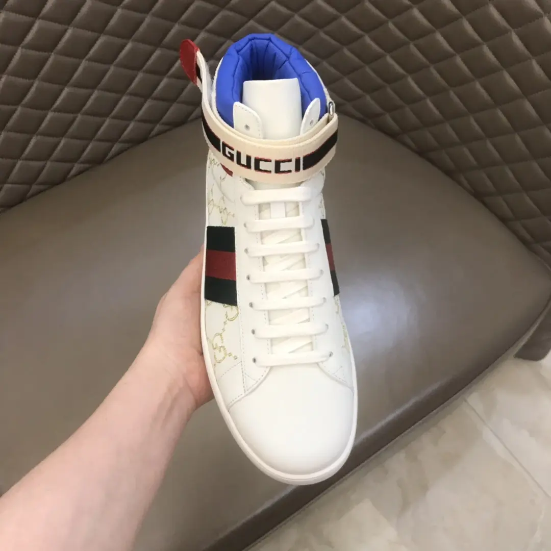 Gucci New Ace High-Top Sneakers White Blue – High Quality Replica Shoes & Gucci Replica SportInspired 829