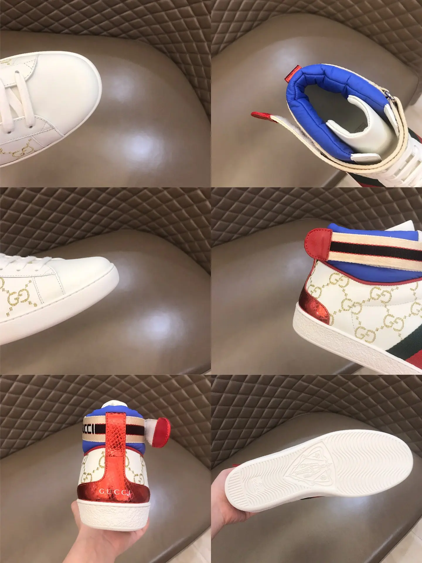 Gucci New Ace High-Top Sneakers White Blue – High Quality Replica Shoes & Gucci Replica SportInspired 829