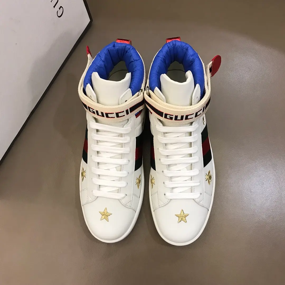 Gucci New Ace High-Top Sneakers White Blue –  Gucci Replica with High Quality Lightweight 833
