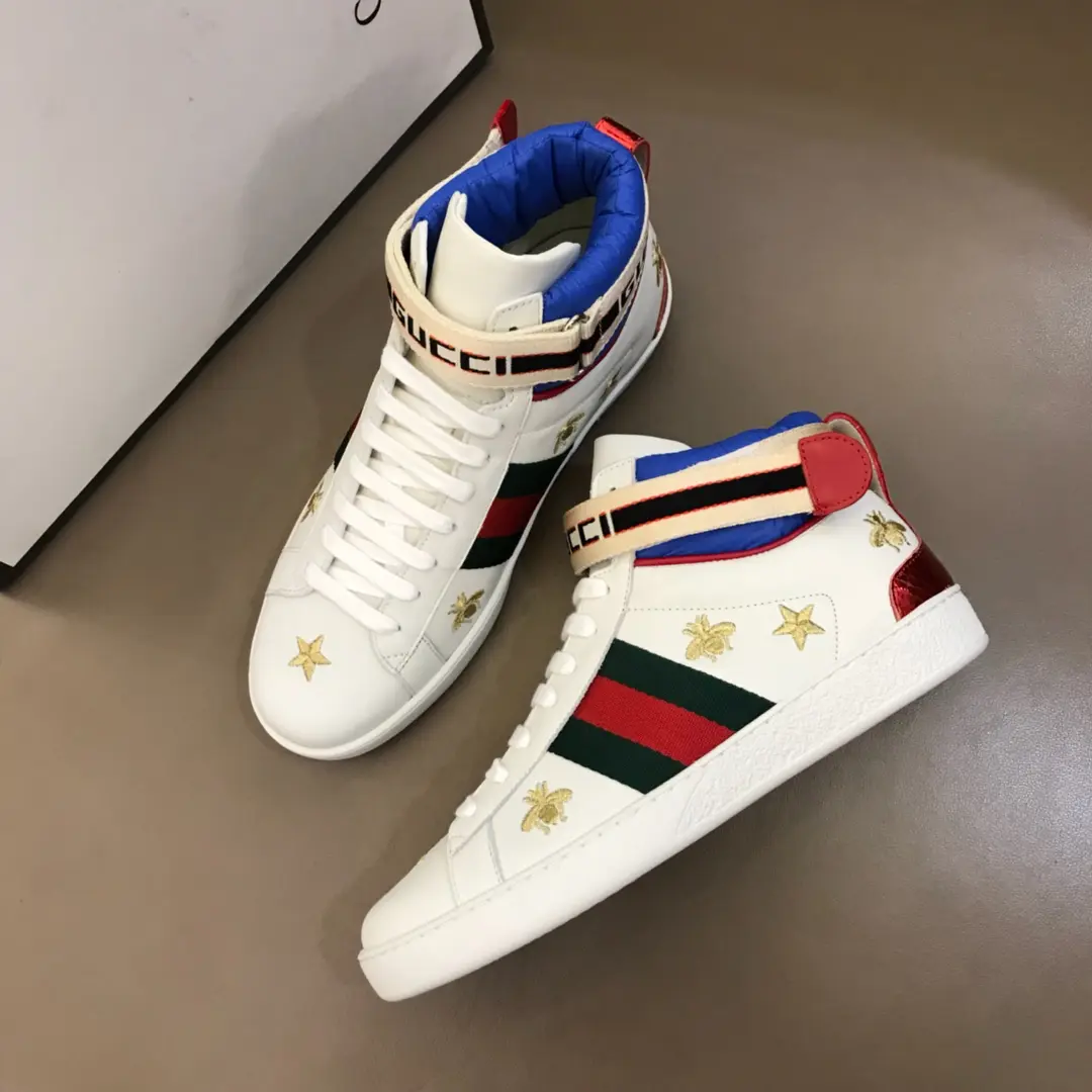 Gucci New Ace High-Top Sneakers White Blue –  Gucci Replica with High Quality Lightweight 833