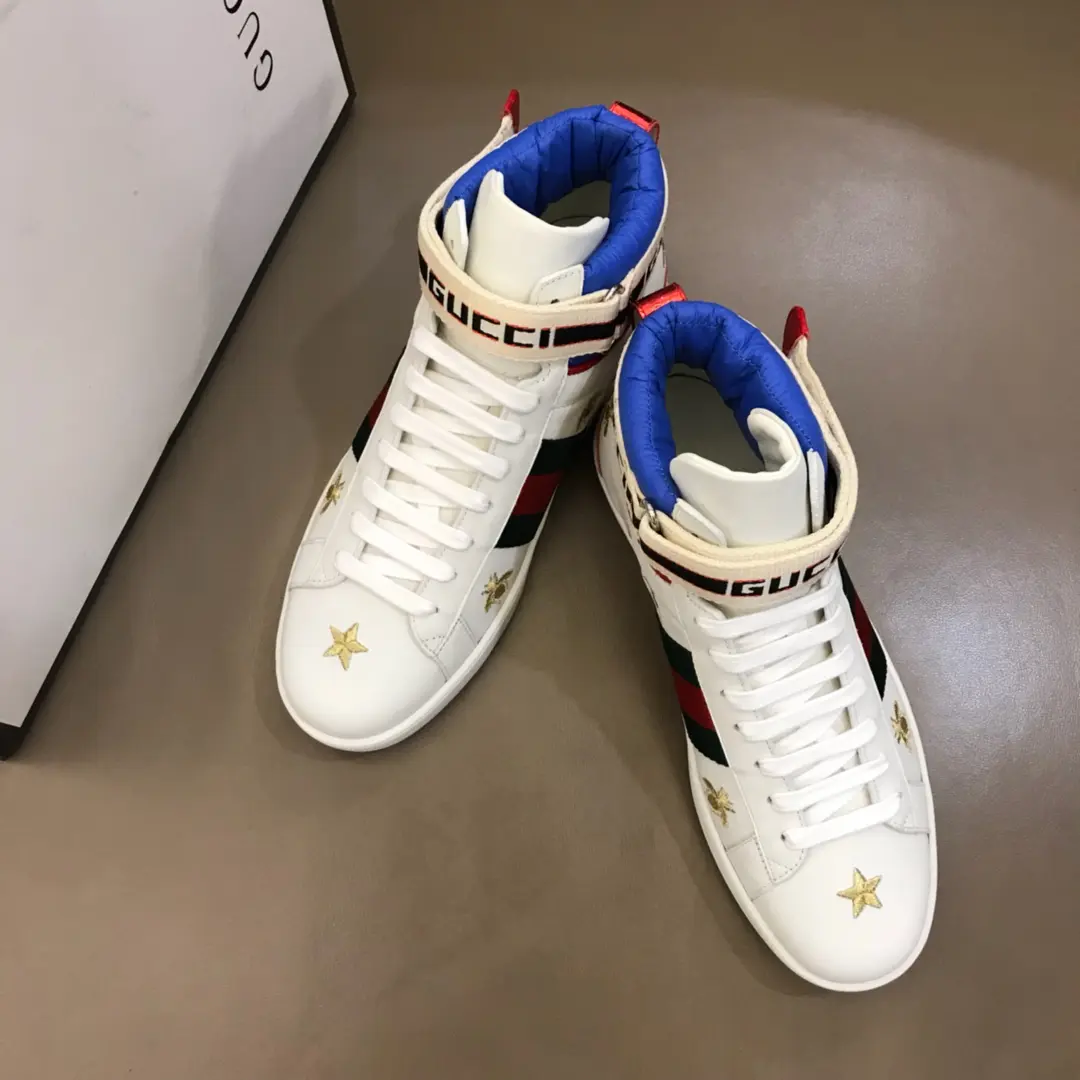 Gucci New Ace High-Top Sneakers White Blue –  Gucci Replica with High Quality Lightweight 833