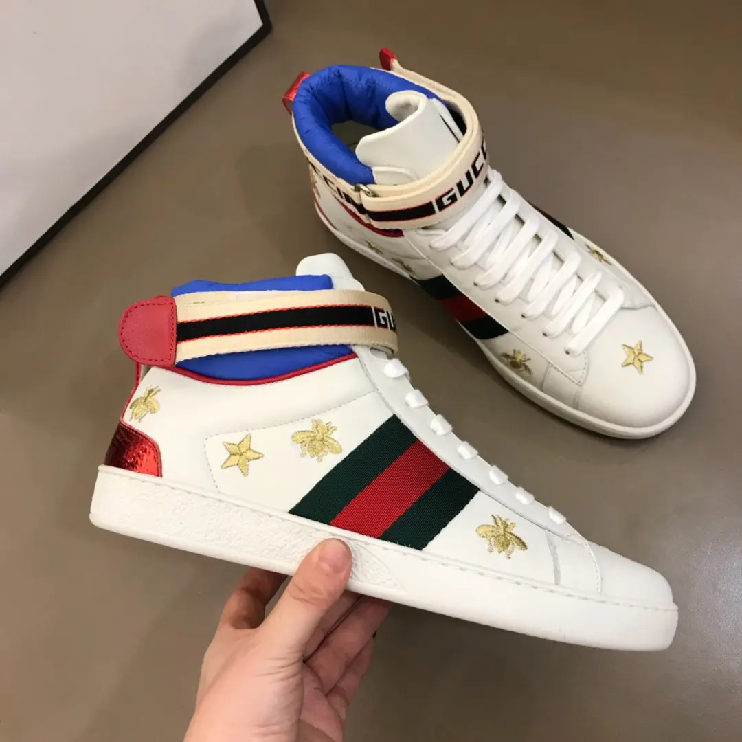 Gucci New Ace High-Top Sneakers White Blue –  Gucci Replica with High Quality Lightweight 833