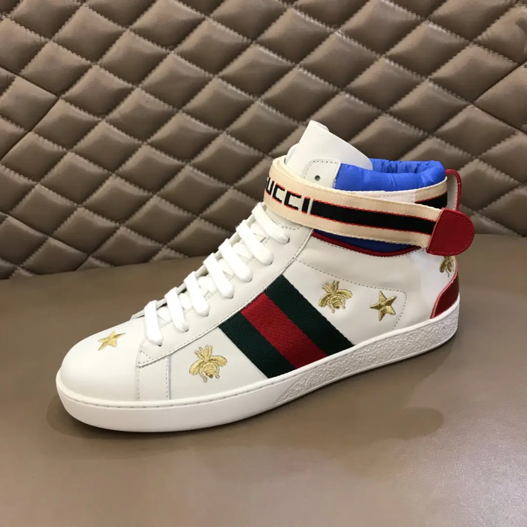 Gucci New Ace High-Top Sneakers White Blue –  Gucci Replica with High Quality Lightweight 833