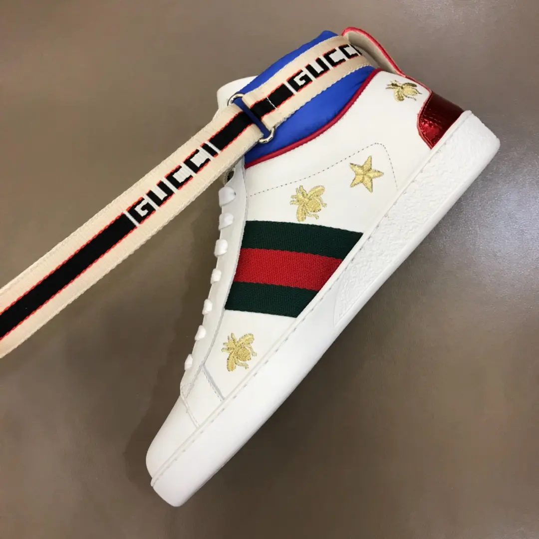 Gucci New Ace High-Top Sneakers White Blue –  Gucci Replica with High Quality Lightweight 833