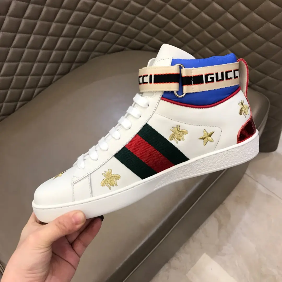 Gucci New Ace High-Top Sneakers White Blue –  Gucci Replica with High Quality Lightweight 833