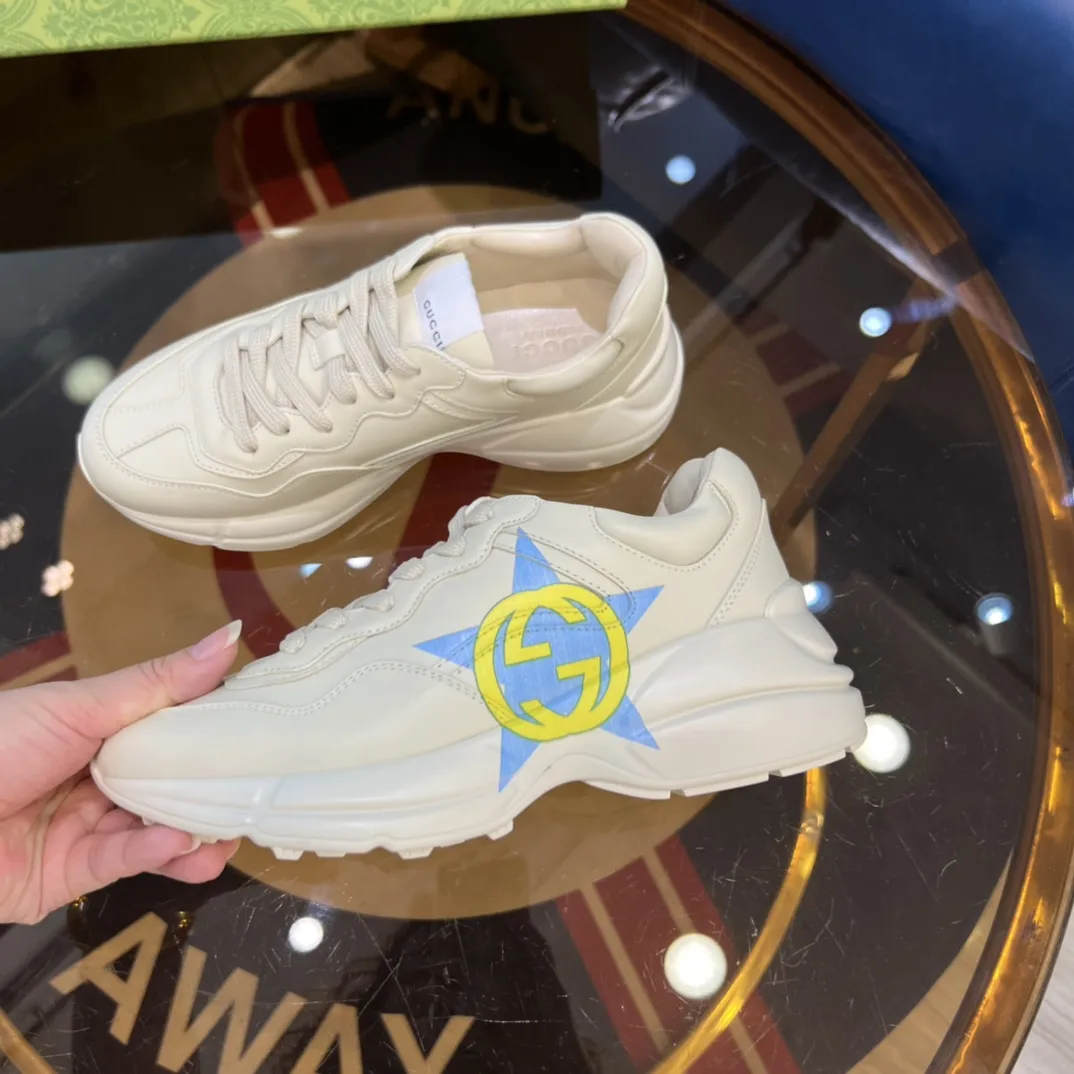RelaxedFit Gucci Rhyton Beige Leather Sneakers –  Rep Shoes & Replica Shoes Collection 914