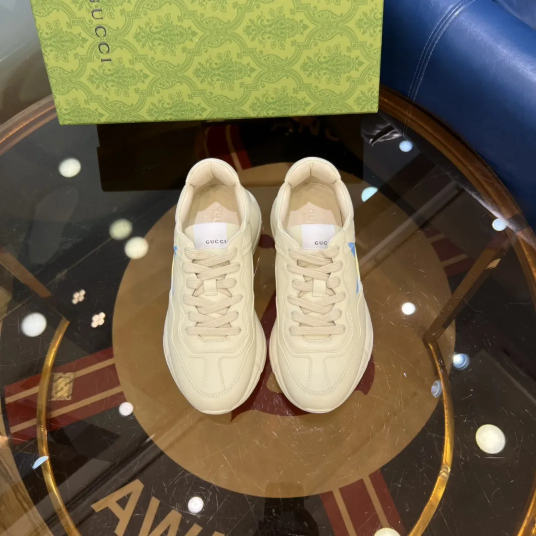 RelaxedFit Gucci Rhyton Beige Leather Sneakers –  Rep Shoes & Replica Shoes Collection 914