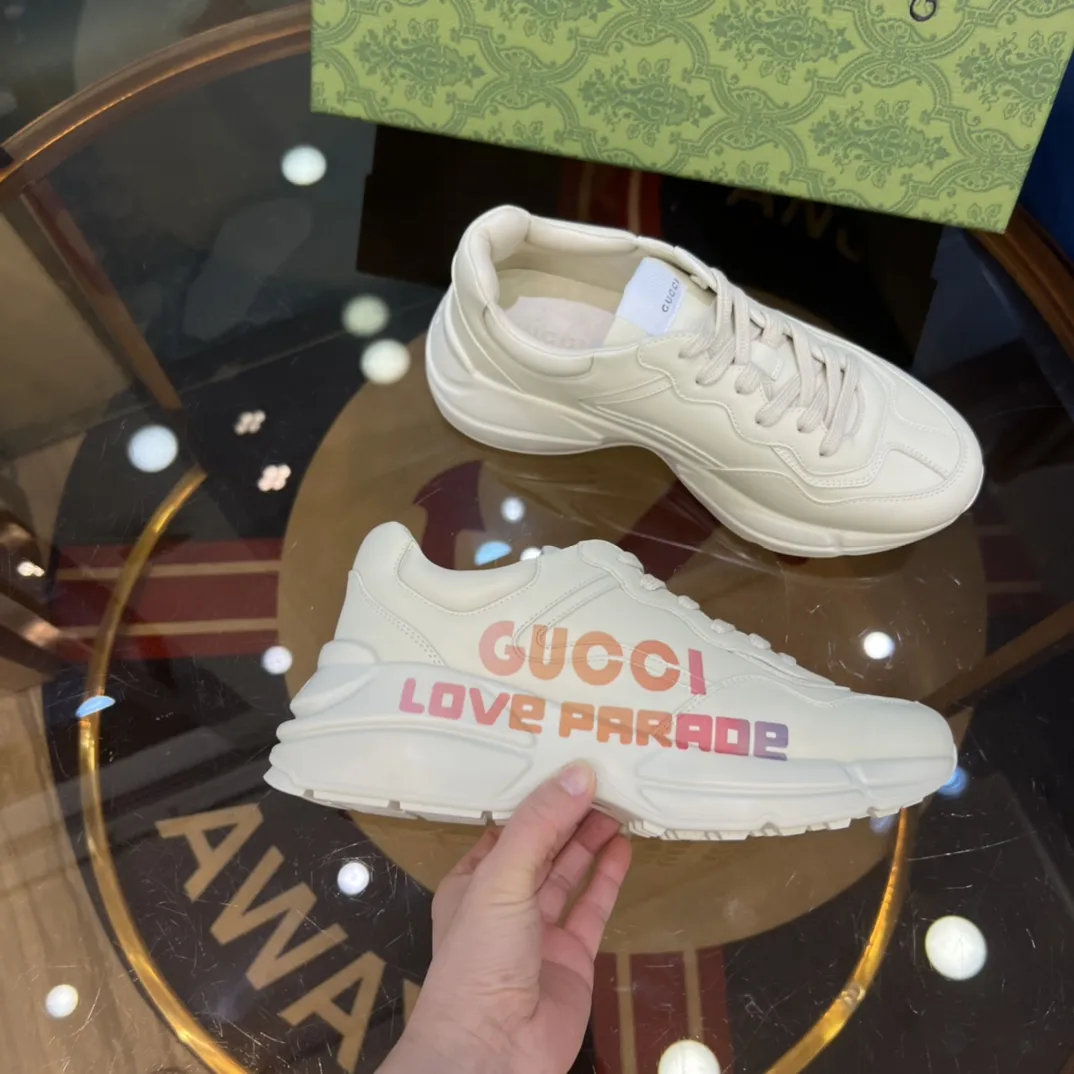 Chic Gucci Rhyton Dad Shoes White Leather –  Rep Shoes & Replica Gucci Styles 913