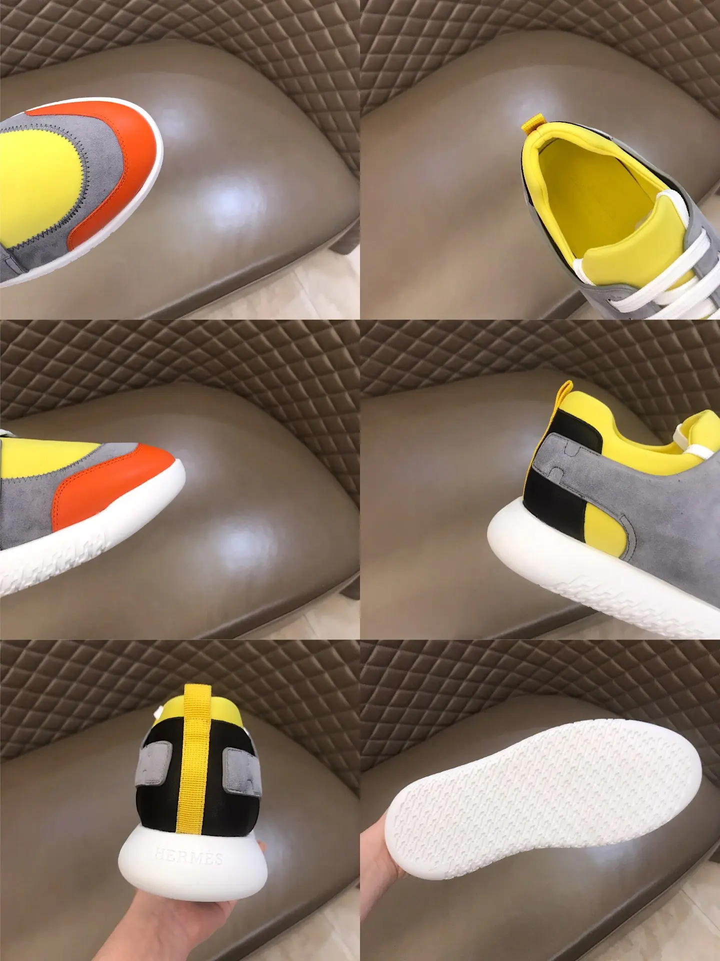 Minimalist Hermes  Sneakers Yellow Grey Orange – Replica Hermes & High-Quality Rep Shoes 99