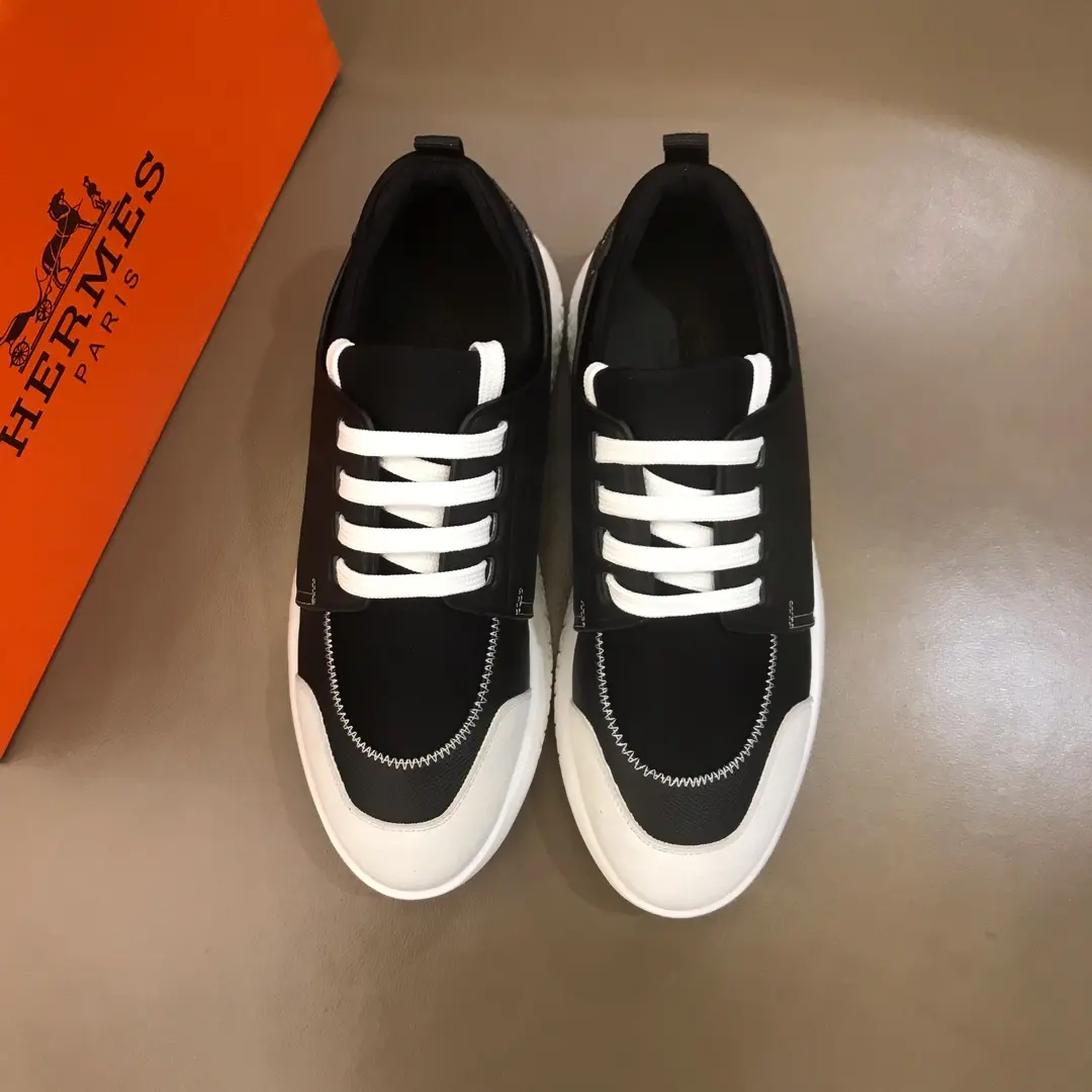Premium Hermès  Sneakers Black White Leather – Replica Hermes & Rep Shoes Collection 97