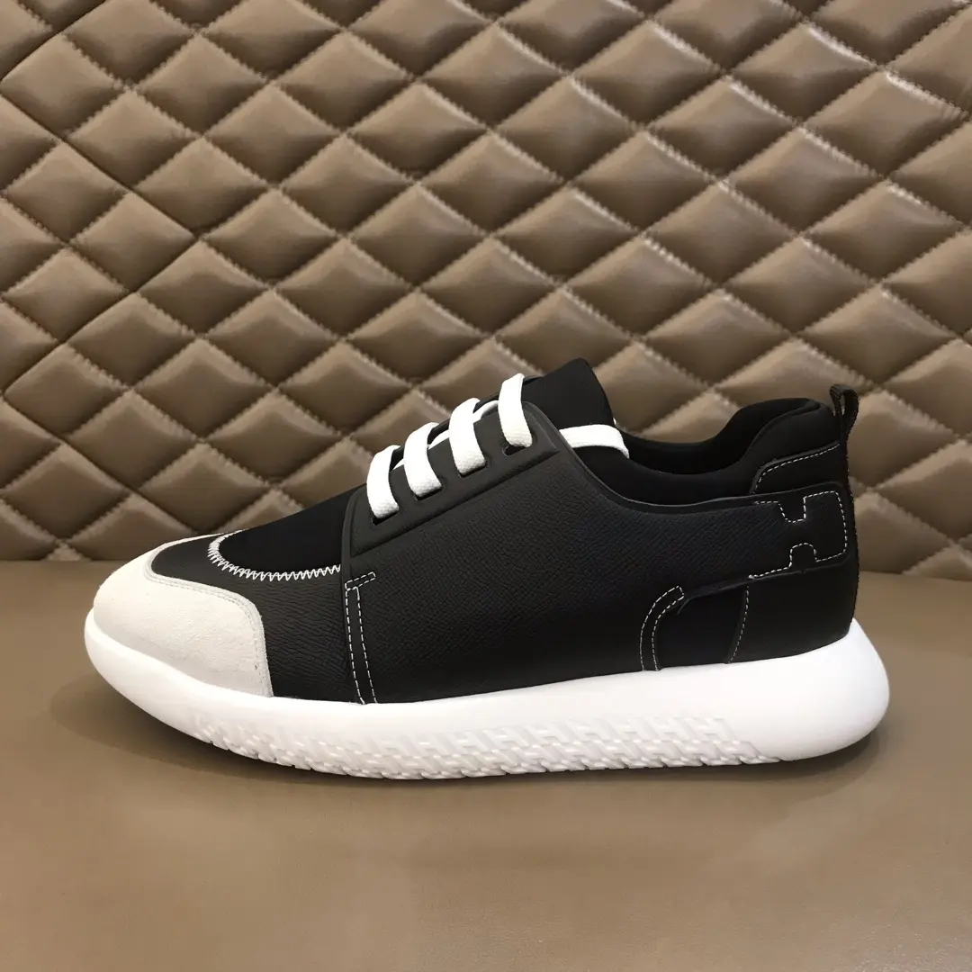 Premium Hermès  Sneakers Black White Leather – Replica Hermes & Rep Shoes Collection 97