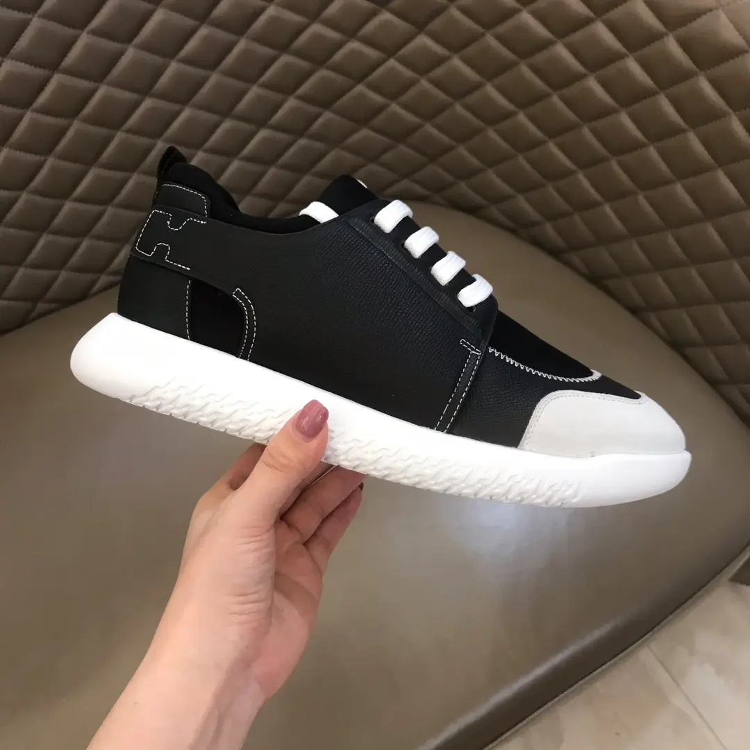 Premium Hermès  Sneakers Black White Leather – Replica Hermes & Rep Shoes Collection 97