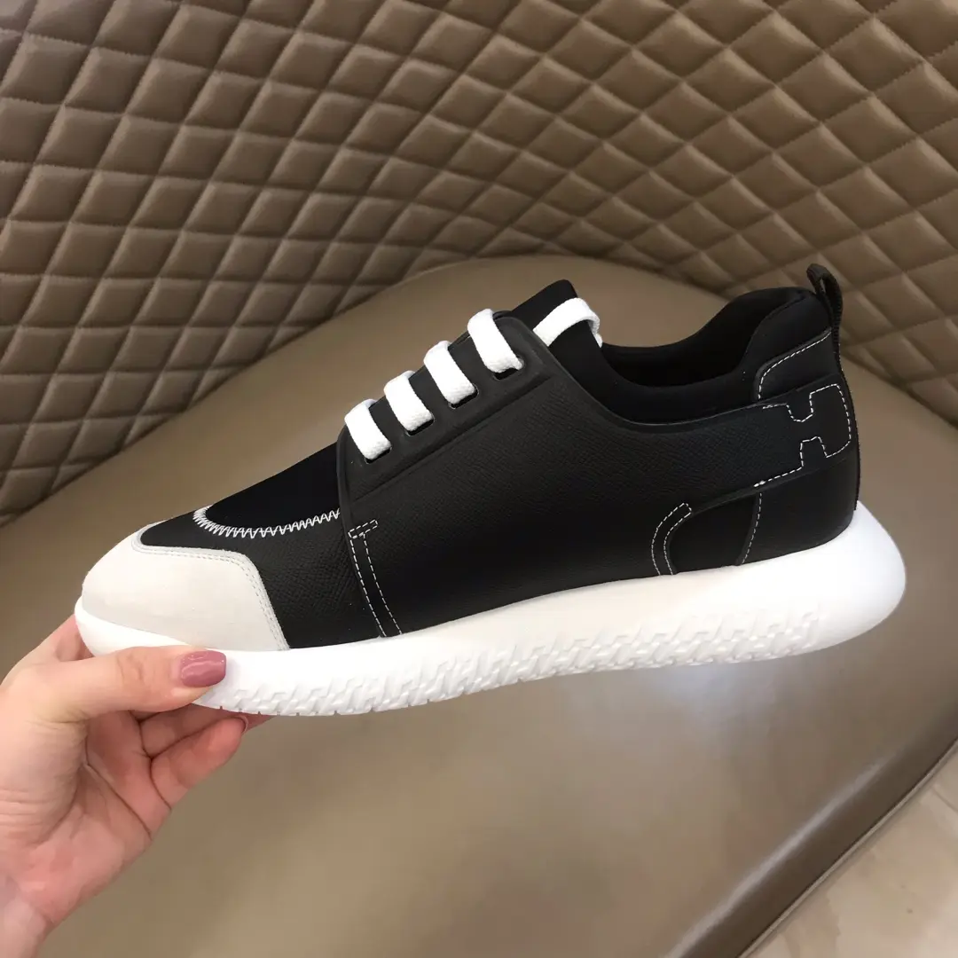 Premium Hermès  Sneakers Black White Leather – Replica Hermes & Rep Shoes Collection 97