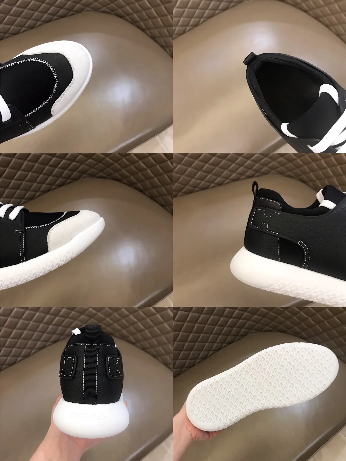 Premium Hermès  Sneakers Black White Leather – Replica Hermes & Rep Shoes Collection 97