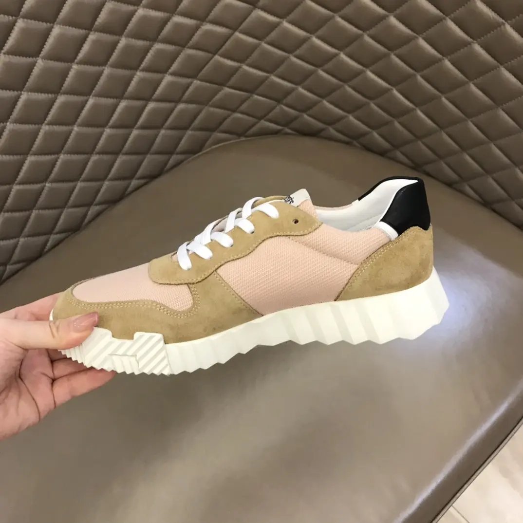 Unique Hermès Crew Sneakers – Beige & Pink Rep Shoes with Replica Hermes Style 76