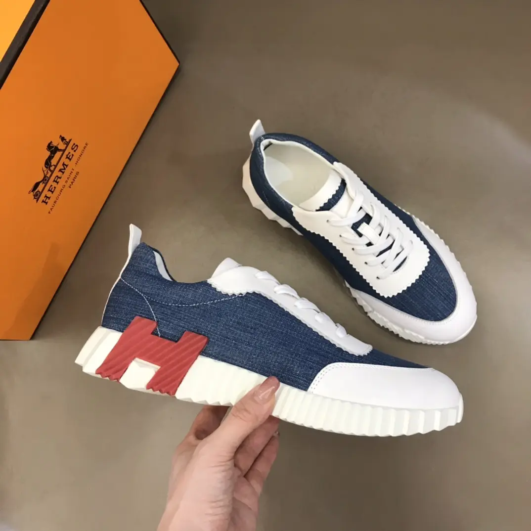 Hermès Crew Sneakers Blue White  – Replica Hermes Design with Premium Rep Shoes Sophisticated 79