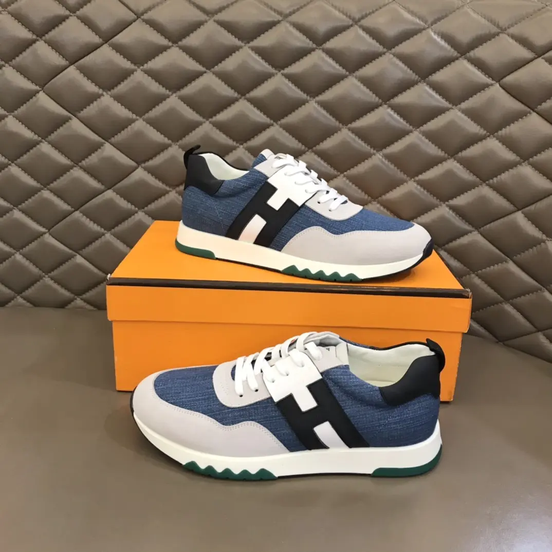 WaterResistant Hermès Crew Sneakers Blue White Low-Top – Replica Hermes & Rep Shoes Collection 90