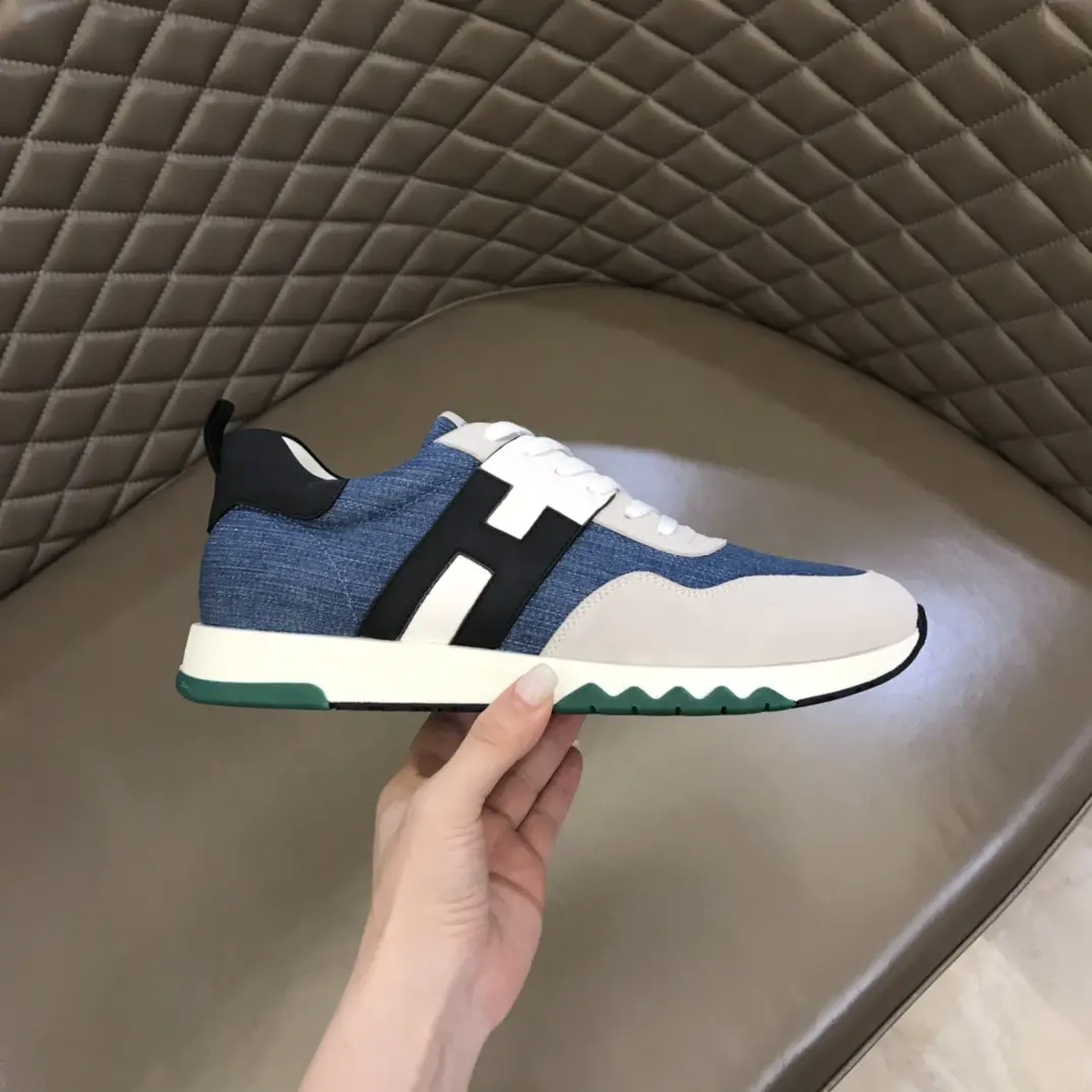 WaterResistant Hermès Crew Sneakers Blue White Low-Top – Replica Hermes & Rep Shoes Collection 90